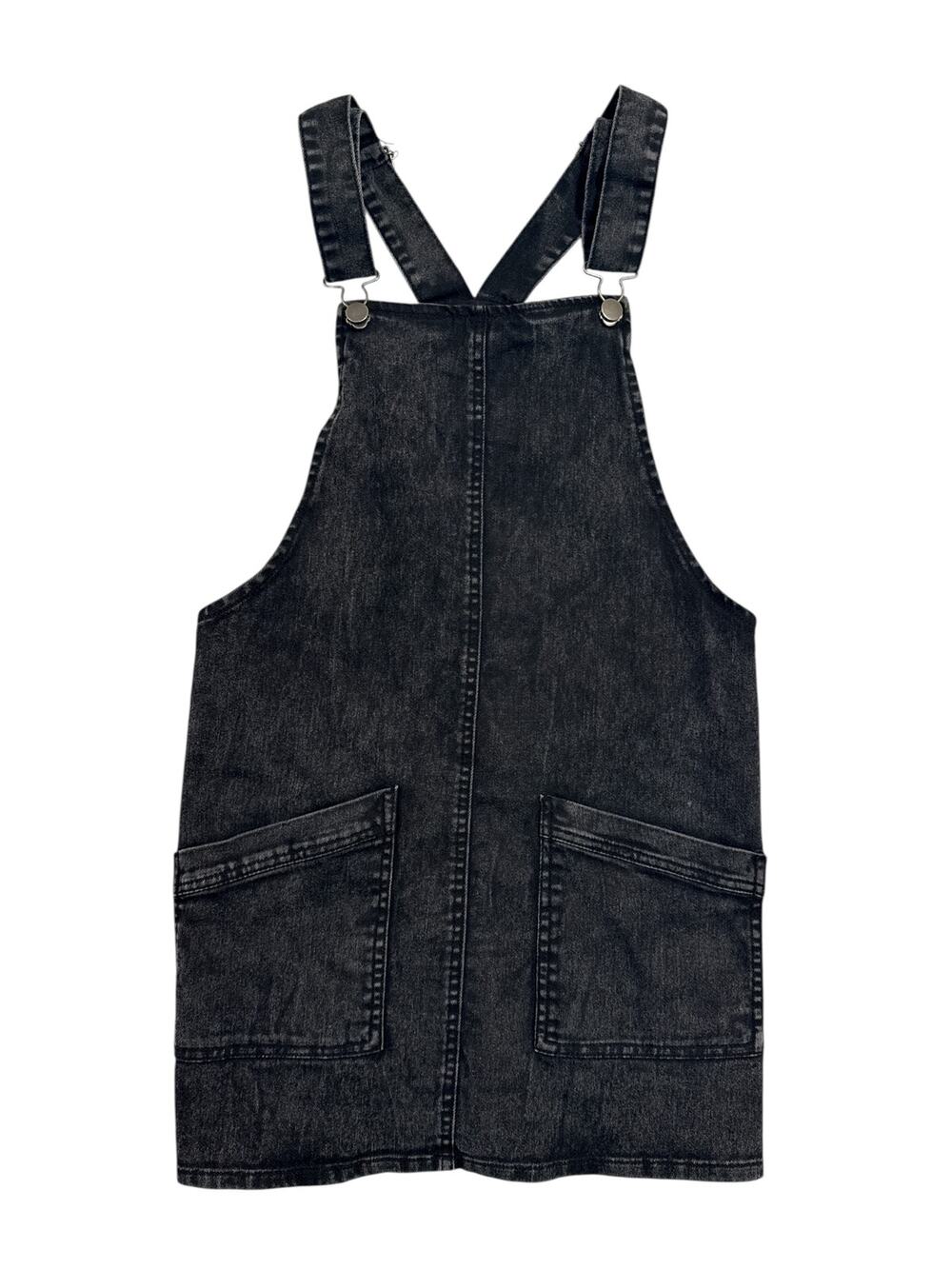 Juniors Black Denim Overall Dress with Adjustable Straps | Size S (3–5)